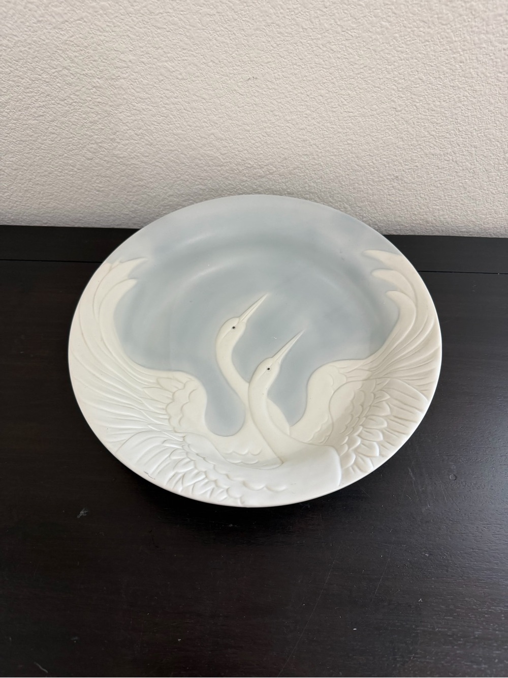 Vintage Rare 1983 Fitz and Floyd Ceramic Plate Double Swan Serving Bowl